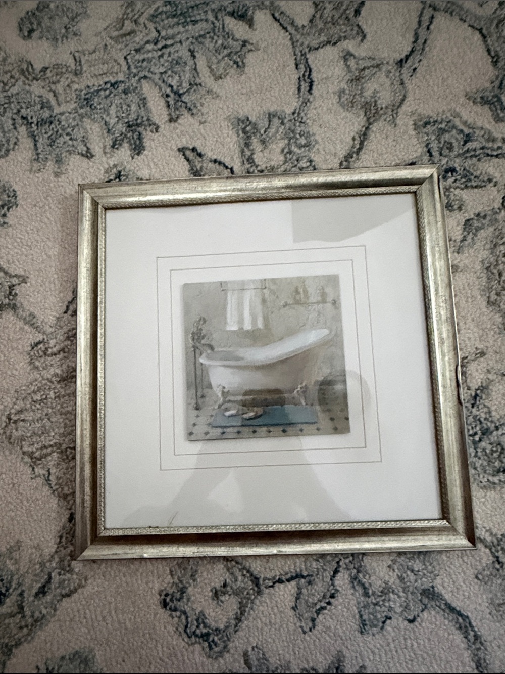 Silver Framed Bathtub Wall Art - Neutral Tones